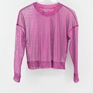 LUCKY IN LOVE Womens Goddess Mesh Top Size XS Passion Pink‎ Sheer Layering Shirt